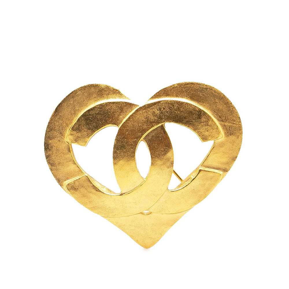 Chanel Gold Gold Plated CC Heart Brooch - image 1