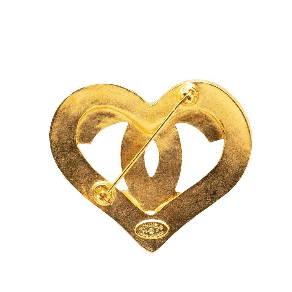 Chanel Gold Gold Plated CC Heart Brooch - image 2