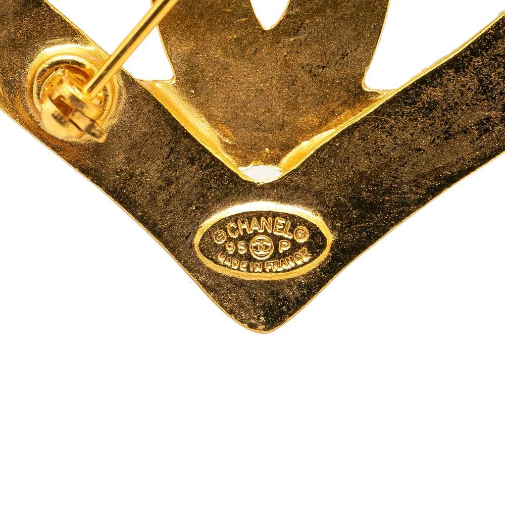 Chanel Gold Gold Plated CC Heart Brooch - image 3