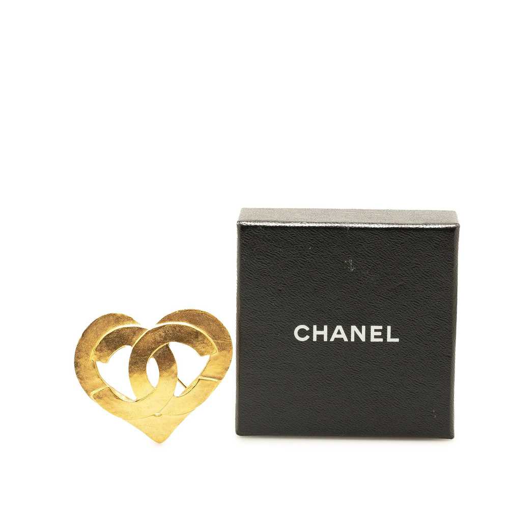 Chanel Gold Gold Plated CC Heart Brooch - image 5
