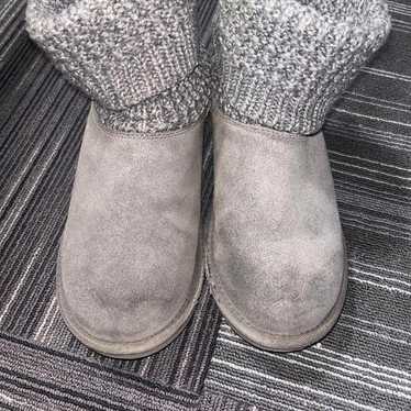 UGG Grey Knit Cuffed Sheepskin Boots