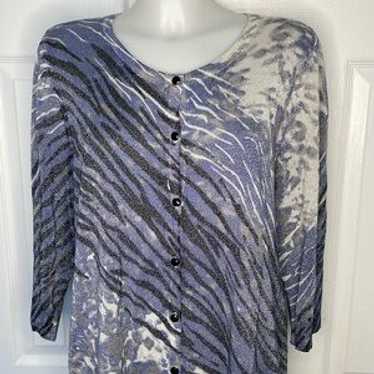 Joseph A Sparkling Zebra Print Button Down Sweate… - image 1