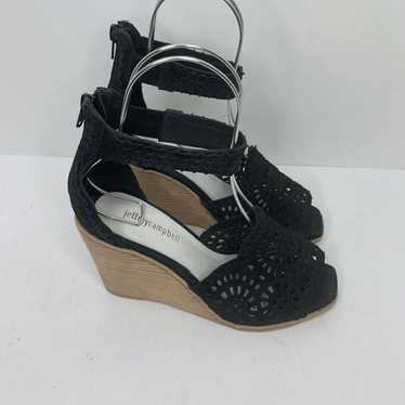 Jeffrey Campbell Velvet Black Wedges