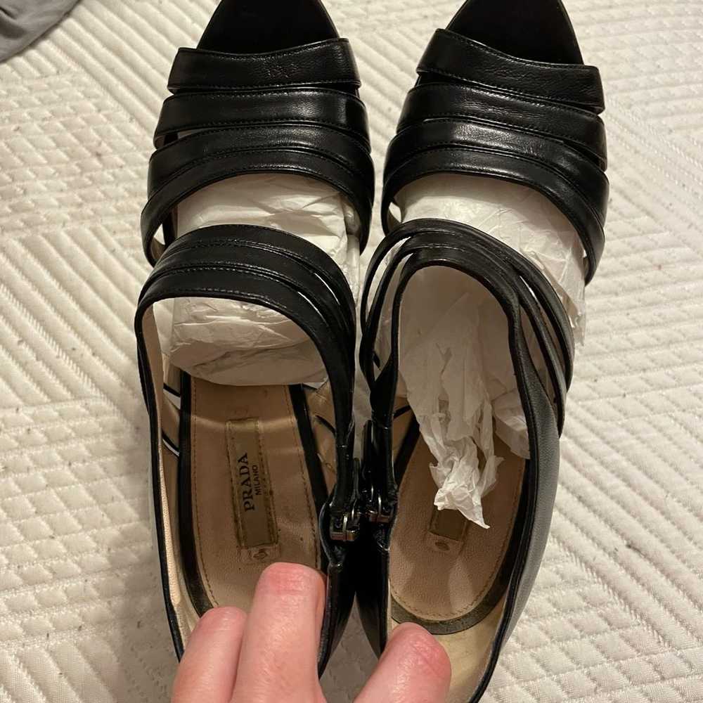 Authentic Prada black leather heels - image 3