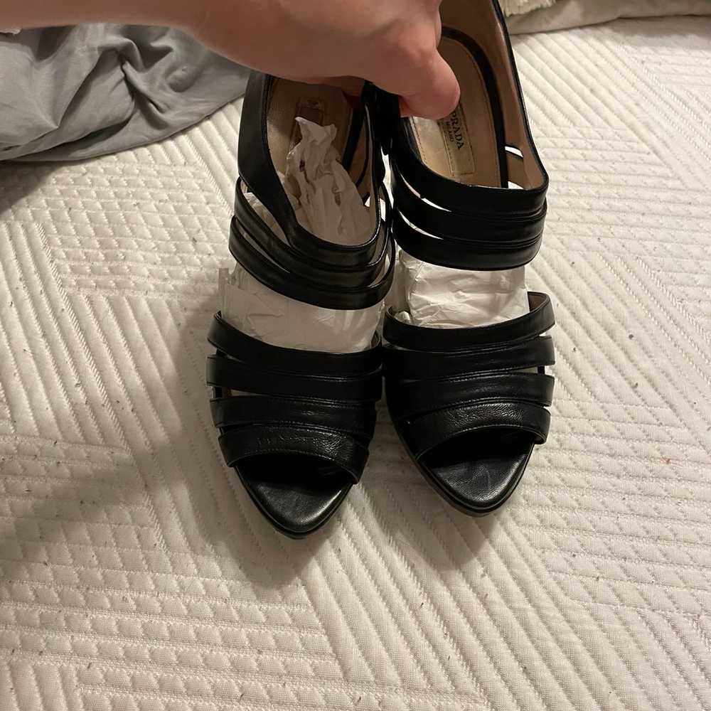 Authentic Prada black leather heels - image 5