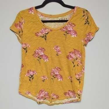 LOFT Golden Floral Short Sleeve Shirt