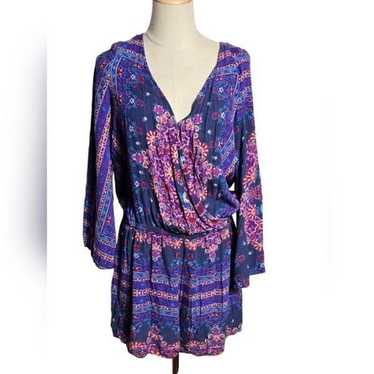 American Eagle Purple and Pink Boho Romper