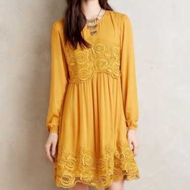 Anthropologie Maeve Interlude mustard yellow lace 