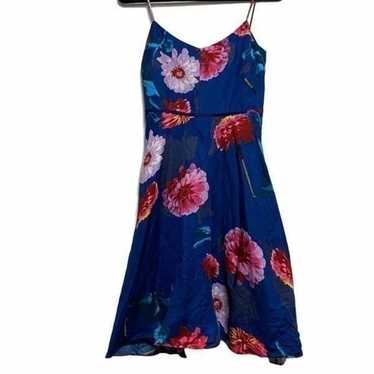 Banana Republic Blue Pink Floral Lined Mini Dress