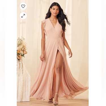 Lulus Crescendo Blush Pink Pastel Wrap Maxi Dress 