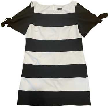 Adrianna Papell Black and White Striped Mini Dress