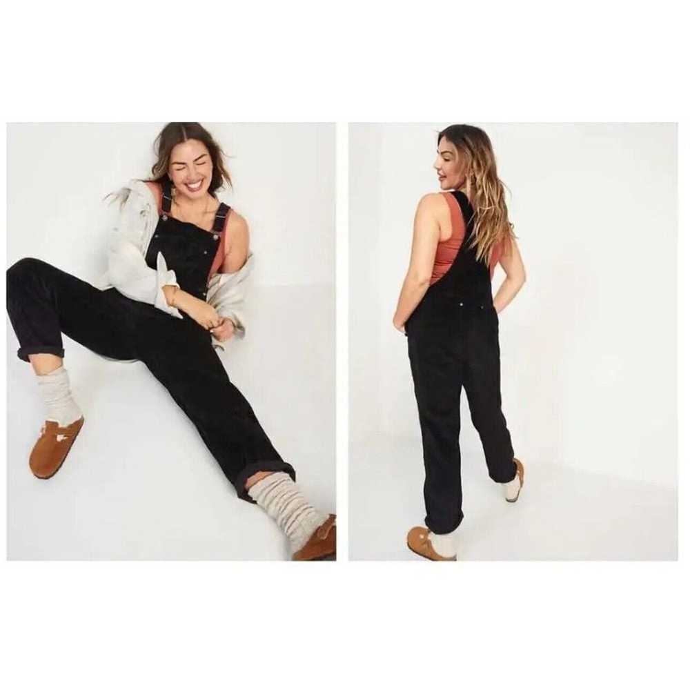 Old Navy Corduroy Overalls Womens 16 Black Relaxe… - image 2