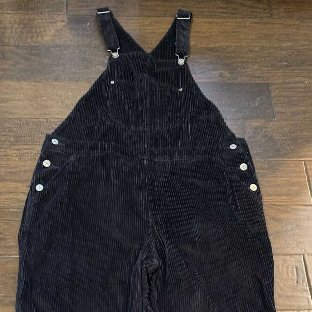 Old Navy Corduroy Overalls Womens 16 Black Relaxe… - image 3