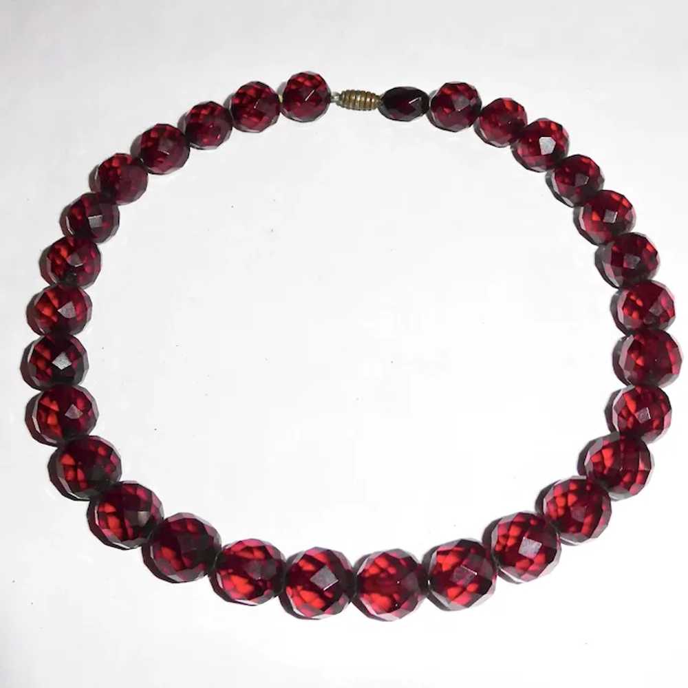 Cherry Amber Faceted Bakelite Choker Necklace - image 11