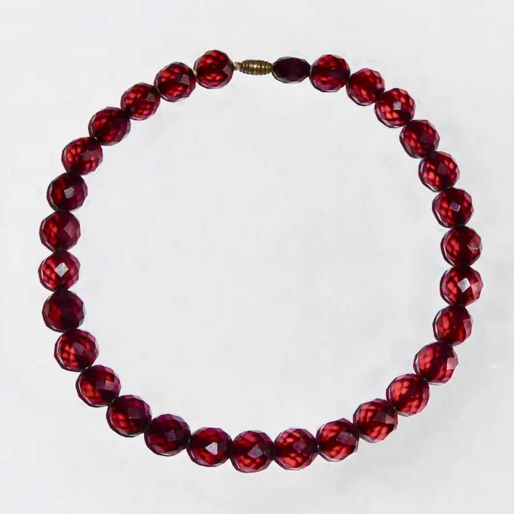 Cherry Amber Faceted Bakelite Choker Necklace - image 2