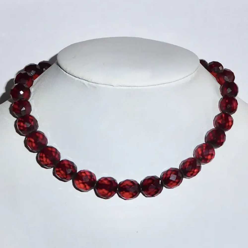 Cherry Amber Faceted Bakelite Choker Necklace - image 5