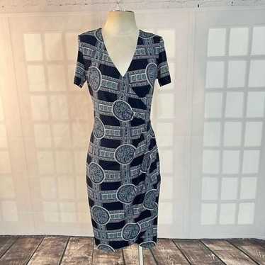 Brooks Brothers cap sleeve navy print sheath dress