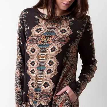 Free People Tribal Print Long Sleeve Dress Size La