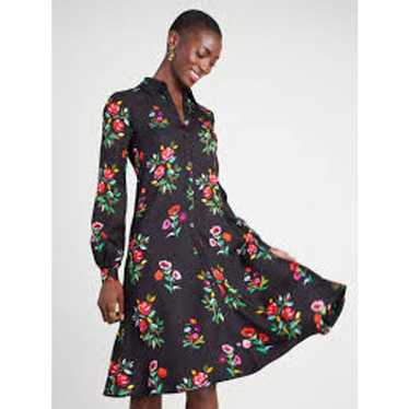 Kate Spade Autumn Floral Silk-blend Shirtdress