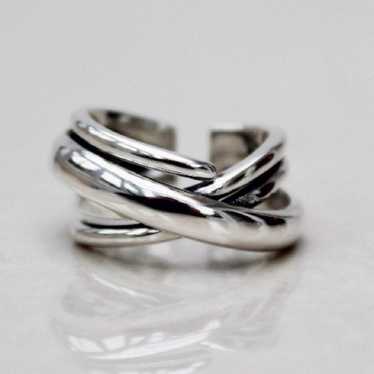 Minimalist Sterling Silver Twisted Ring Adjustable