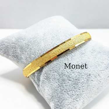 Vintage Monet Gold Plated Textured Bangle Bracelet