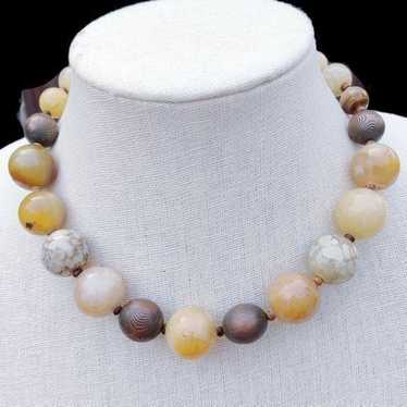 Vintage jade and Jasper stone necklace