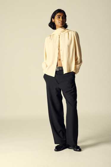 Cream Silk Tie Blouse