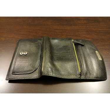 Fossil Genuine Leather Clutch Zip/Snap Wallet Blac