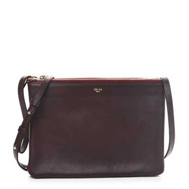 CELINE Lambskin Large Trio Crossbody Bag Burgundy