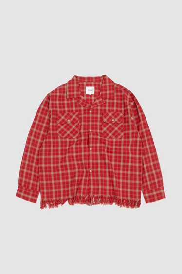 Vintage Raw Cut Fringe Plaid Camp Shirt