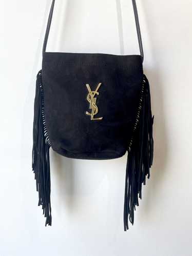 YSL Yves Saint Laurent Parfums Black Suede Fringe 