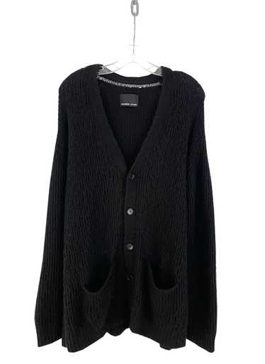 Hand Knit Vintage Mohair Blend Embroidered Cardigan Black