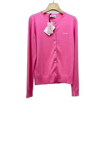 Miu Miu Pink Logo Cashmere Cardigan