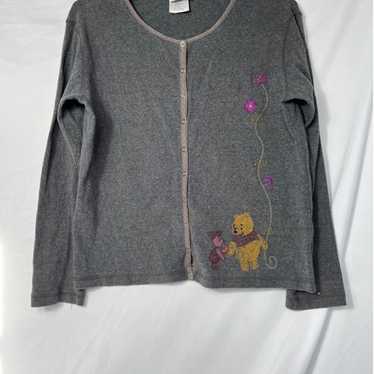 Vtg The Disney Store Winnie the Pooh Gray Cardiga… - image 1