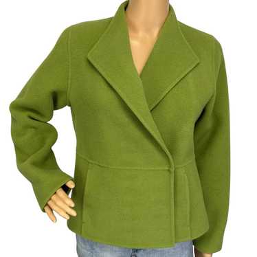 Eileen Fisher Wool Cashmere Wrap Jacket Green Appl