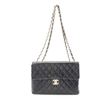 Black Chanel Jumbo Classic Lambskin Single Flap Sh