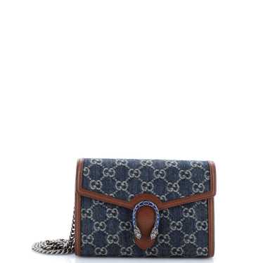 GUCCI Dionysus Chain Wallet GG Denim Small