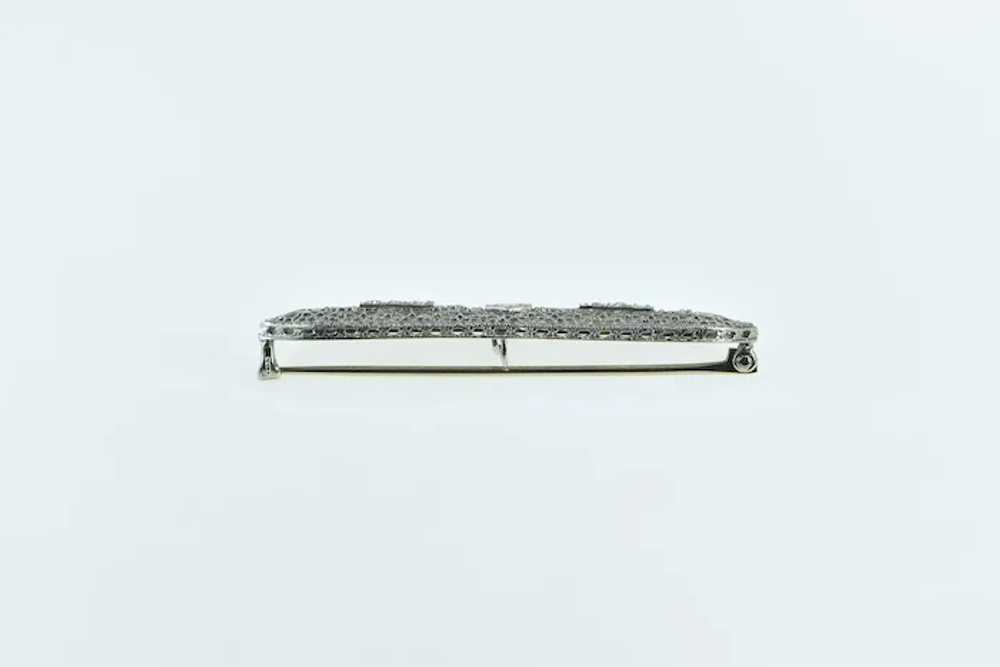 14K Art Deco Diamond Filigree Ornate Bar Pendant/… - image 2