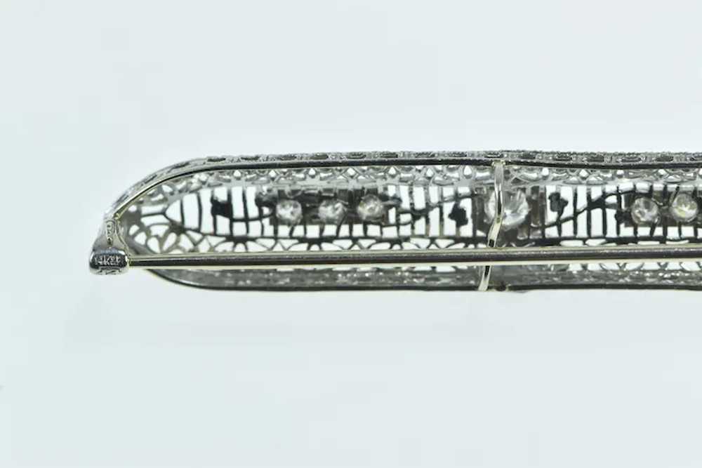 14K Art Deco Diamond Filigree Ornate Bar Pendant/… - image 3