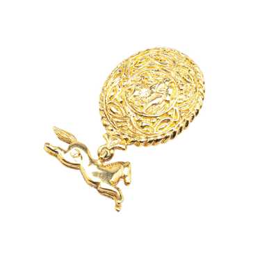 Chanel Gold Gold Plated CC Horsetop Brooch - image 1