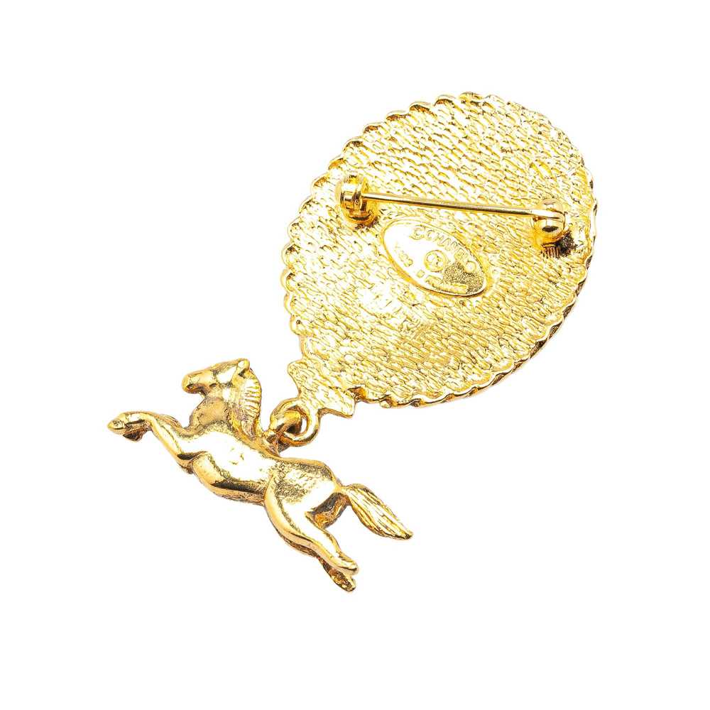 Chanel Gold Gold Plated CC Horsetop Brooch - image 2