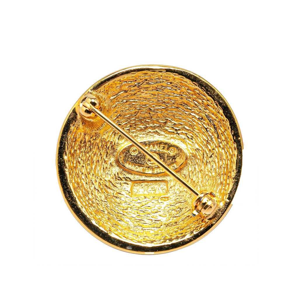 Chanel Gold Gold Plated CC Quilted Brooch - image 2