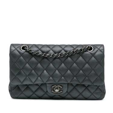 Chanel Silver Medium Classic Lambskin Double Flap 