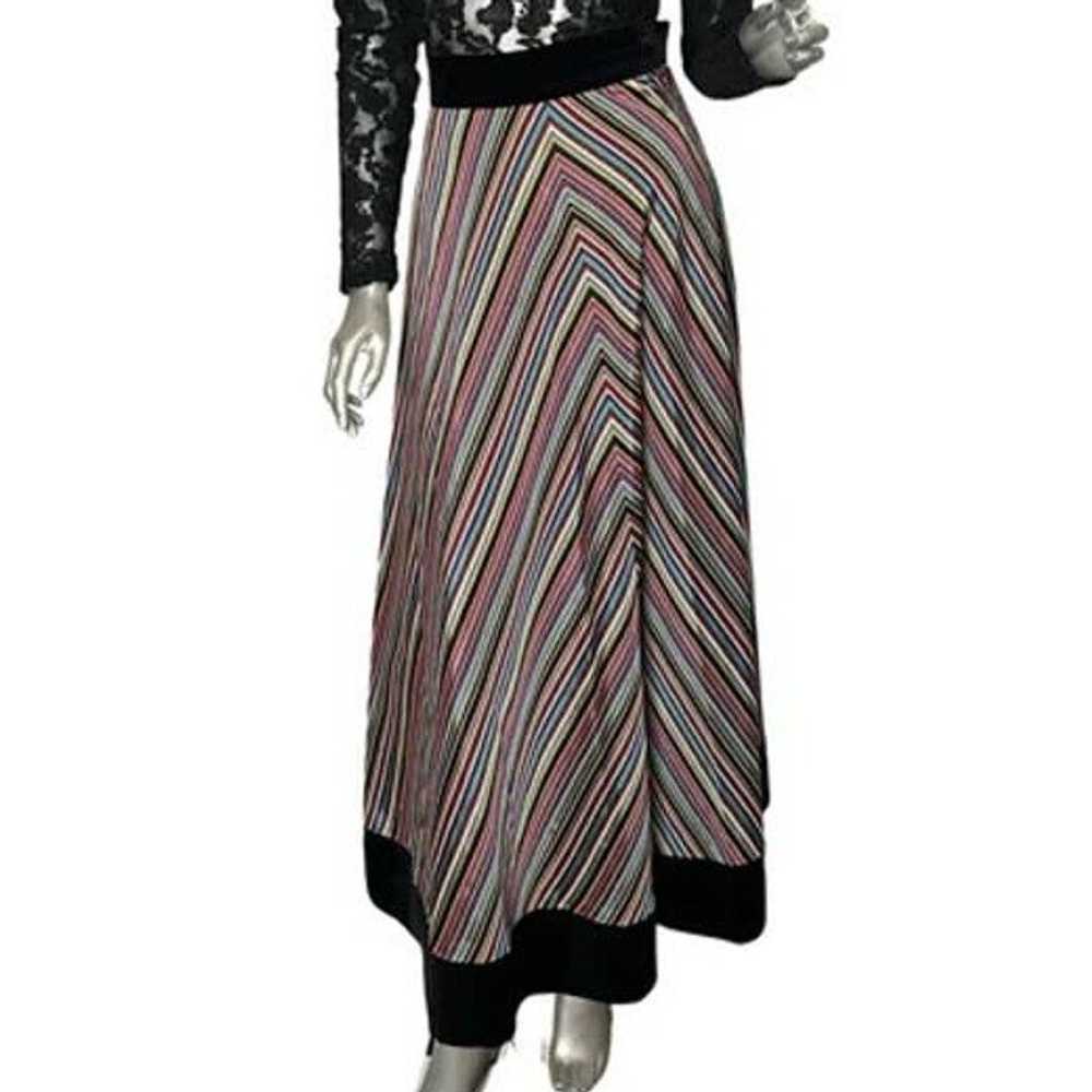 Vintage 1950s Rainbow Striped and Velvet Skirt Sm… - image 1