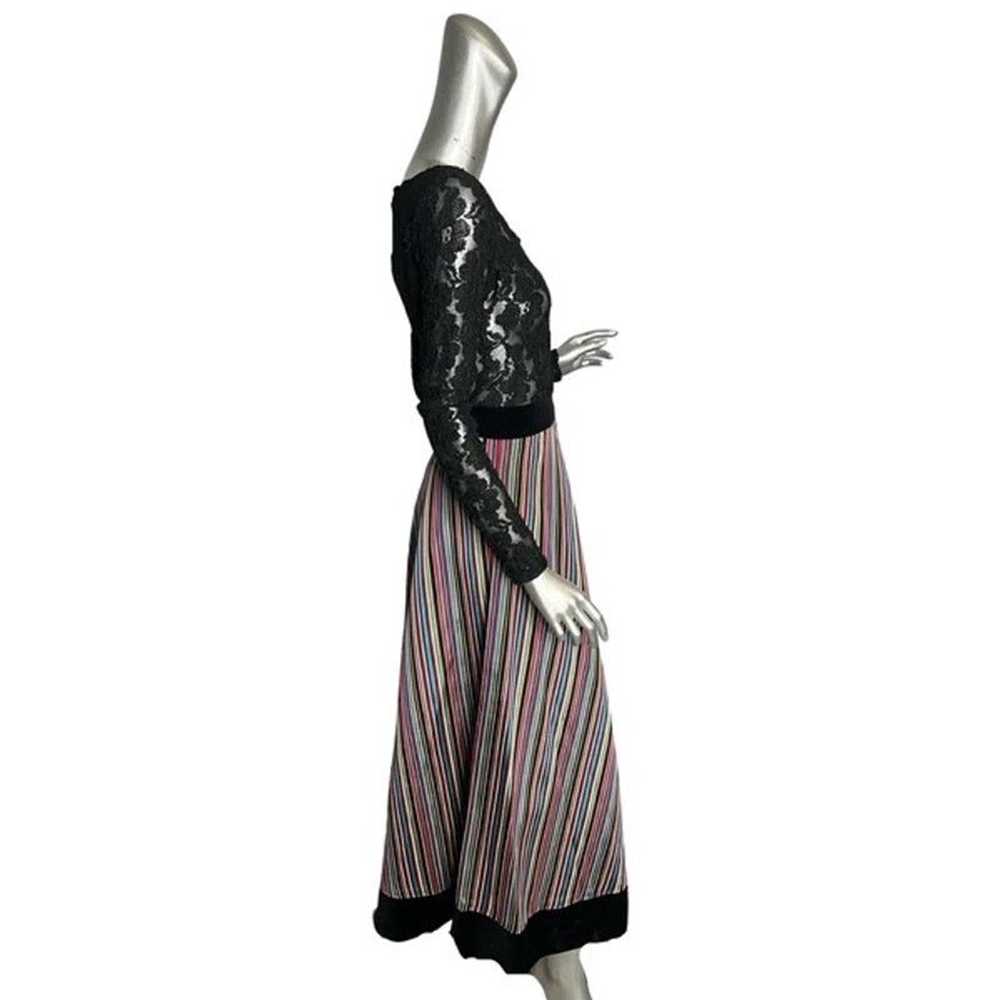 Vintage 1950s Rainbow Striped and Velvet Skirt Sm… - image 2