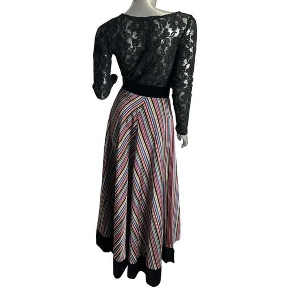 Vintage 1950s Rainbow Striped and Velvet Skirt Sm… - image 3