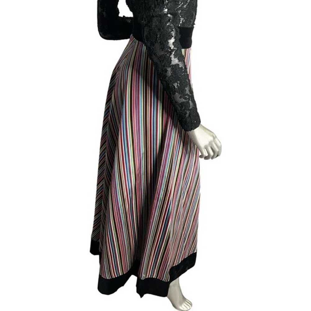 Vintage 1950s Rainbow Striped and Velvet Skirt Sm… - image 4