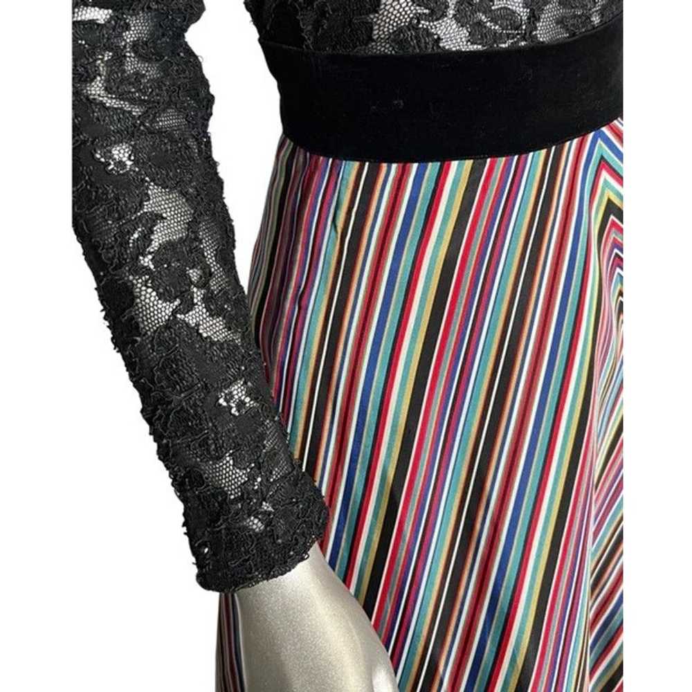 Vintage 1950s Rainbow Striped and Velvet Skirt Sm… - image 5