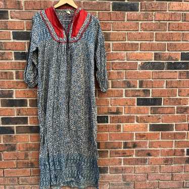 Vintage 70's Indian Cotton Gauze Floral Bohemian … - image 1