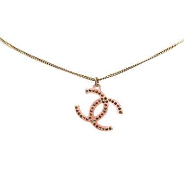 Chanel Gold Gold Plated Resin Crystal Pendant Nec… - image 1